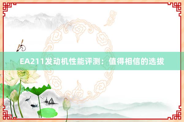 EA211发动机性能评测：值得相信的选拔